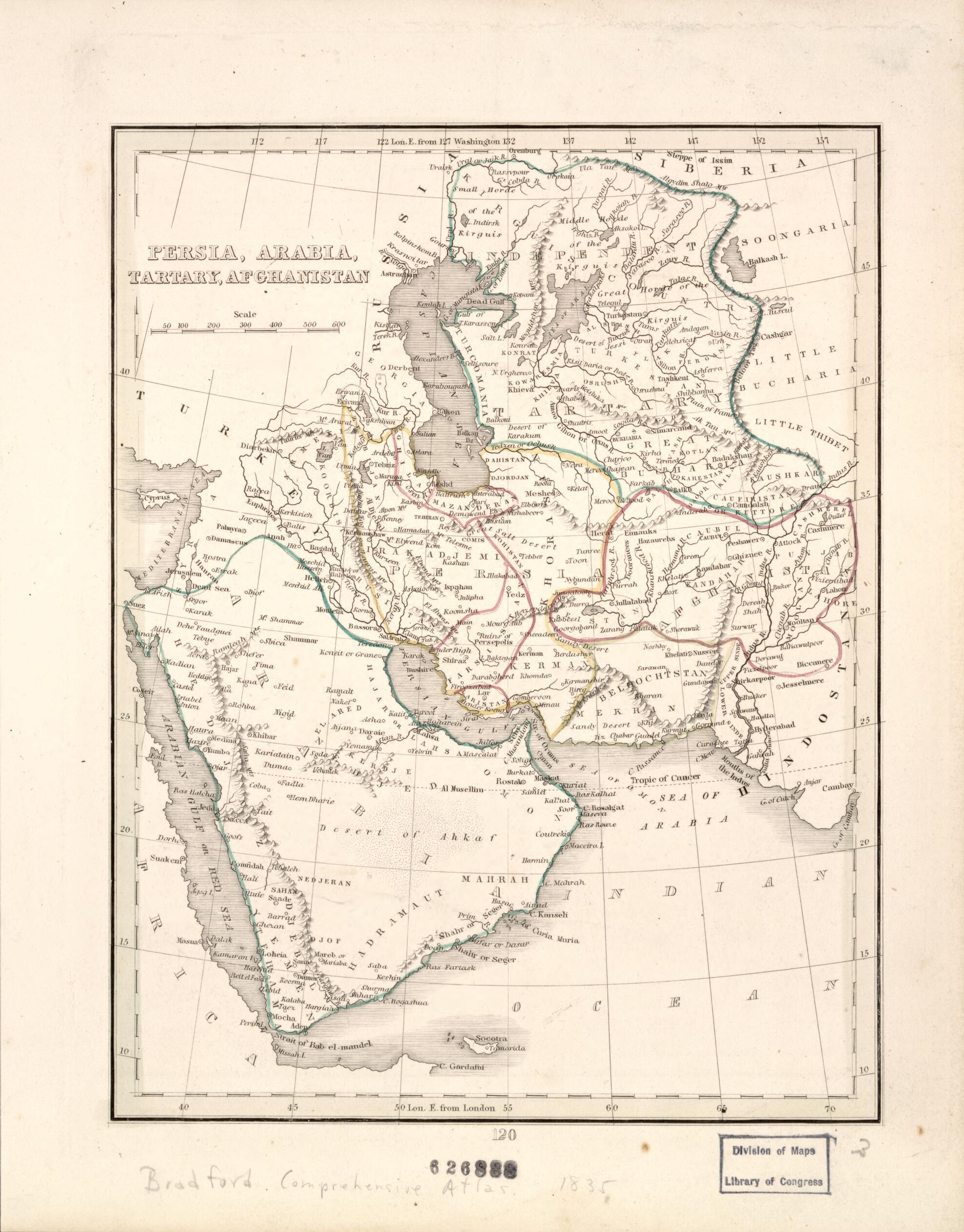 Persia, Arabia, Tartary, Afghanistan 1835 by Relic Map Company