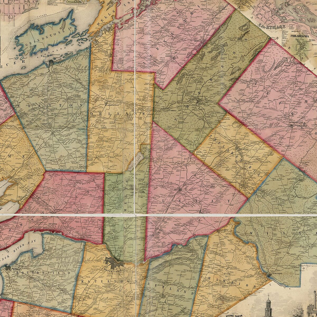 This old map of Jefferson County, New York : from Actual Surveys from 1855 was created by Morris Levey, J. B. Shields, Robert Pearsall Smith in 1855