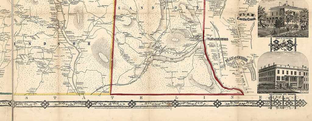 This old map of Map of Broome County, New York from 1855 was created by  A.O. Gallup & Co, Franklin Gifford, Robert Pearsall Smith, E. Wenig in 1855