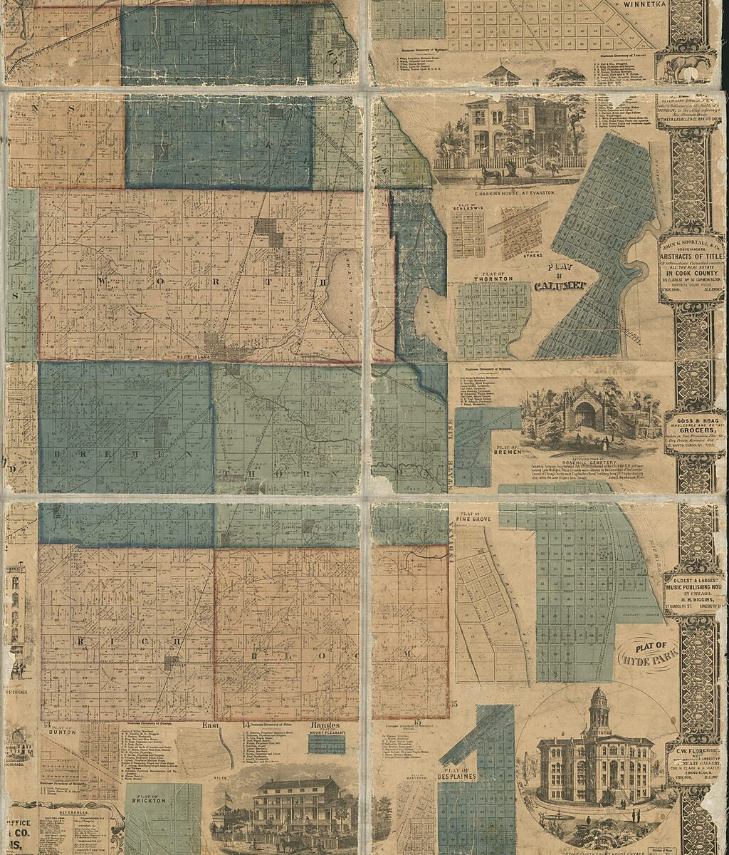 This old map of Map of Cook County, Illinois from 1862 was created by W. L. Flower in 1862
