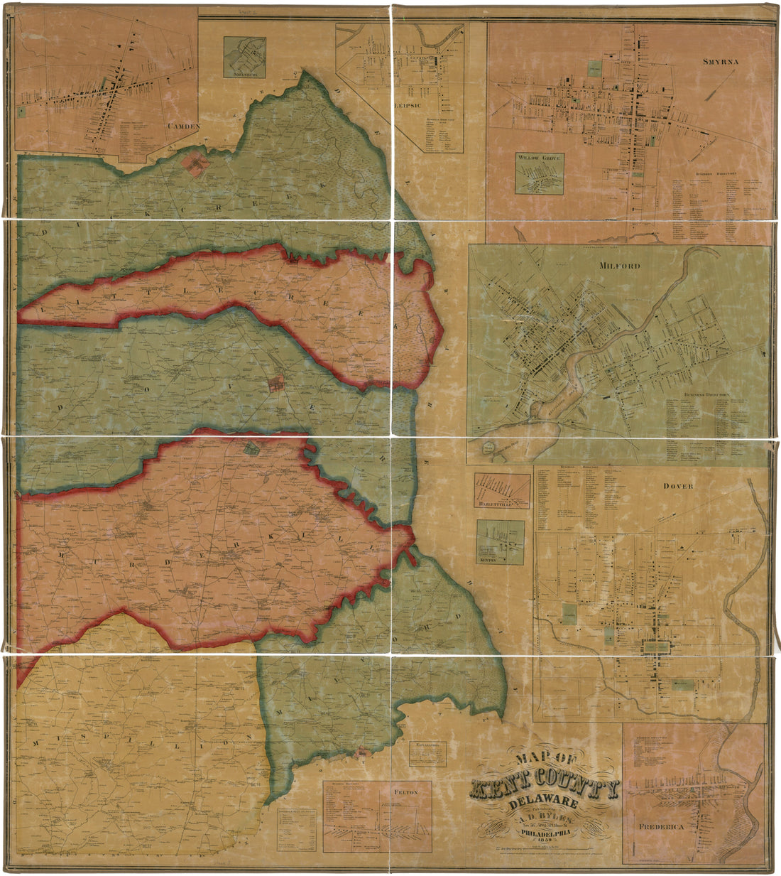 This old map of Map of Kent County, Delaware : from Actual Surveys from 1859 was created by A. D. Byles, J. H. (John Homer) French, R.P. Smith&