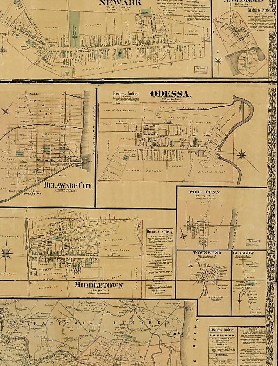 This old map of Map of New Castle County, Delaware : from Actual Surveys & Recotds from 1881 was created by F. (Frederick) Bourquin,  G.M. Hopkins & Co, Griffith Morgan Hopkins,  Walter S. Mac Cormac & Co in 1881