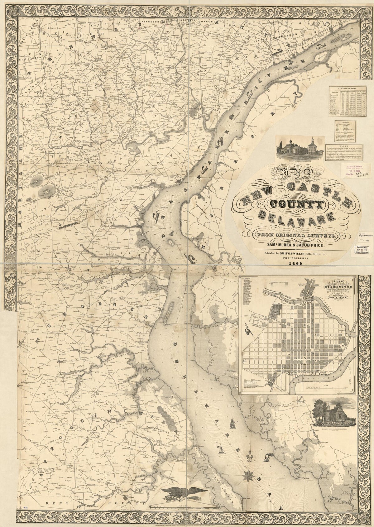 Map of New Castle County, Delaware : from Original Surveys 1849 by Relic Map Company