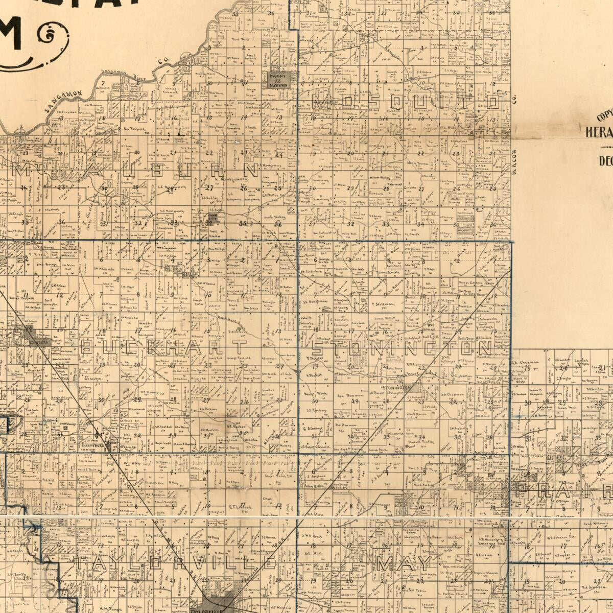 This old map of Herald Despatch Premium Map of Christian County, Illinois from 1893 was created by  Herald Despatch Co in 1893