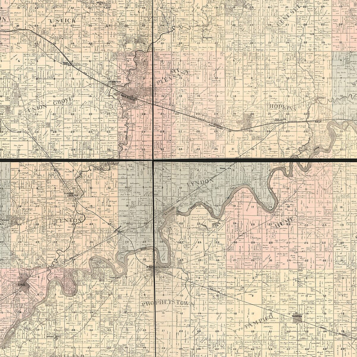 This old map of Map of Whiteside County, Illinois from 1896 was created by Edw. O. Hills in 1896