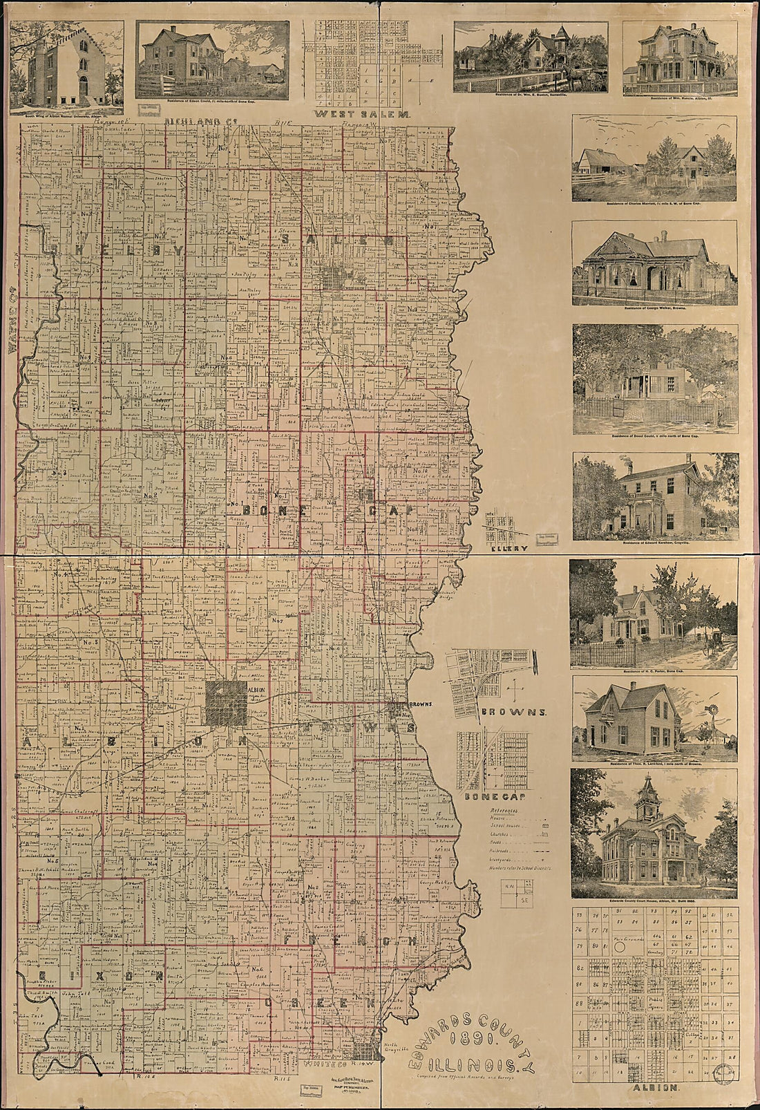 This old map of Edwards County, Illinois from 1891 was created by August Gast & Co in 1891