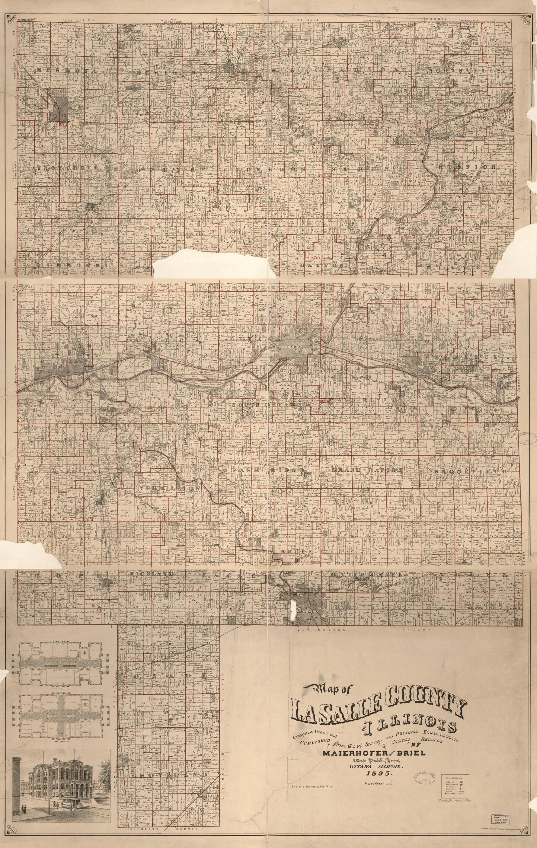 This old map of Map of La Salle County, Illinois from 1895 was created by Maierhofer and Briel in 1895