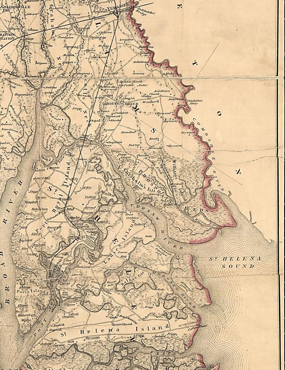 This old map of Beaufort County, South Carolina from 1873 was created by Henry Ravenel, Charles Blacker Vignoles in 1873