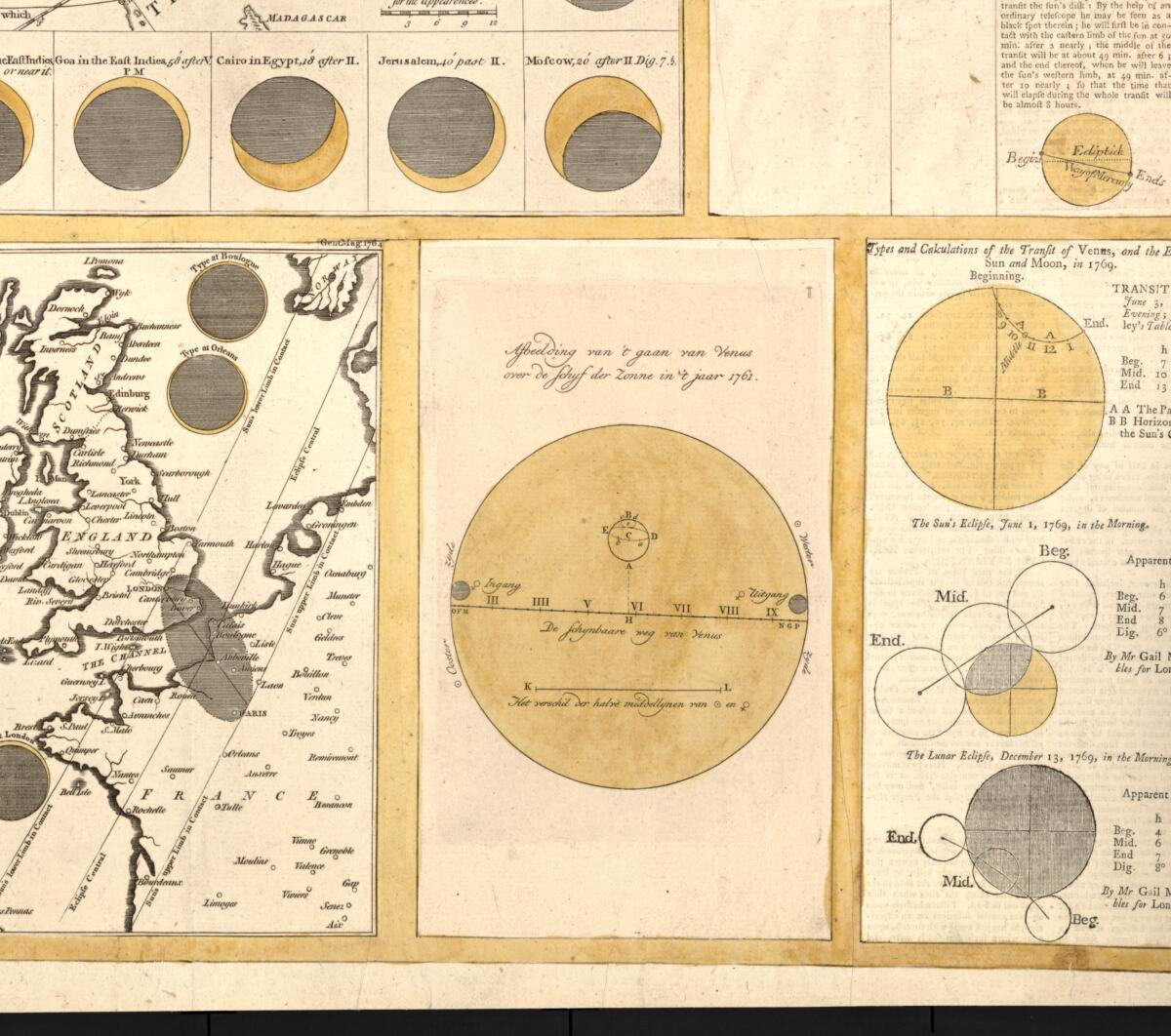 This old map of The Geography of the Great Solar Eclipse of July 14 MDCCXLVIII : Exhibiting an Accurate Map of All Parts of the Earth In Which It Will Be Visible, With the North Pole, According to the Latest Discoveries from 1748 was created by Edward Cave, George Smith in 1748