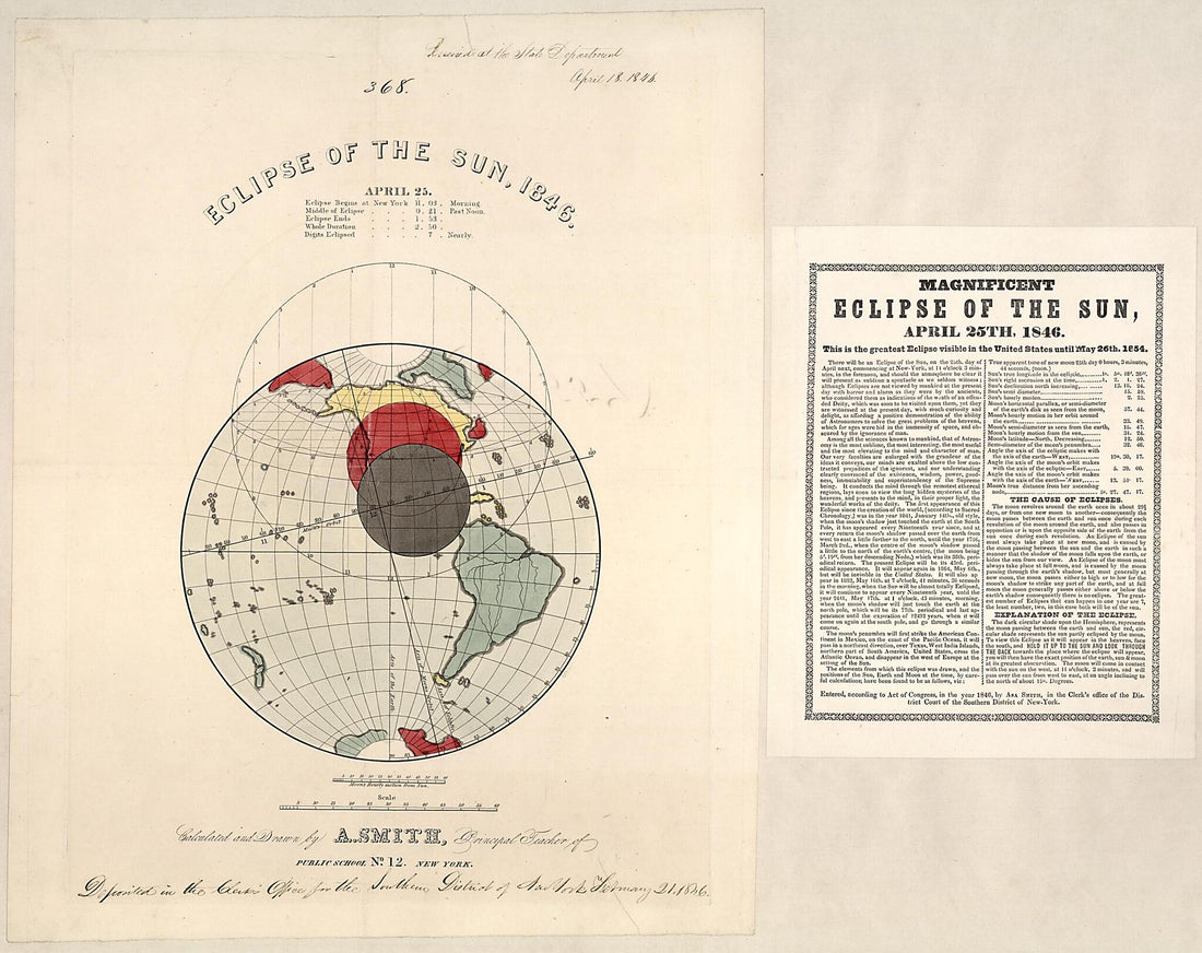 Eclipse of the Sun, 1846 : April 25 (Magnificent Eclipse of the Sun, April 25th, 1846 : This Is the Greatest Eclispe Visible to the United States Until May 26th, 1854) by Relic Map Company