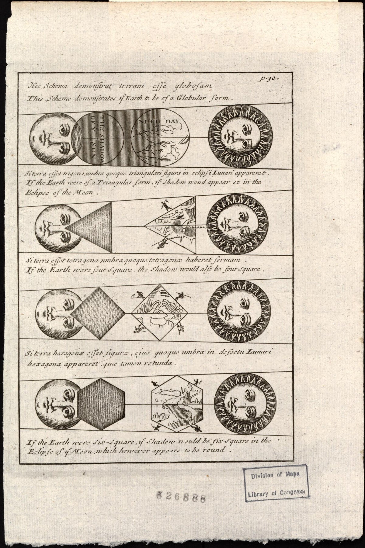 Four Diagrams of Solar Eclipses 1711 by Relic Map Company