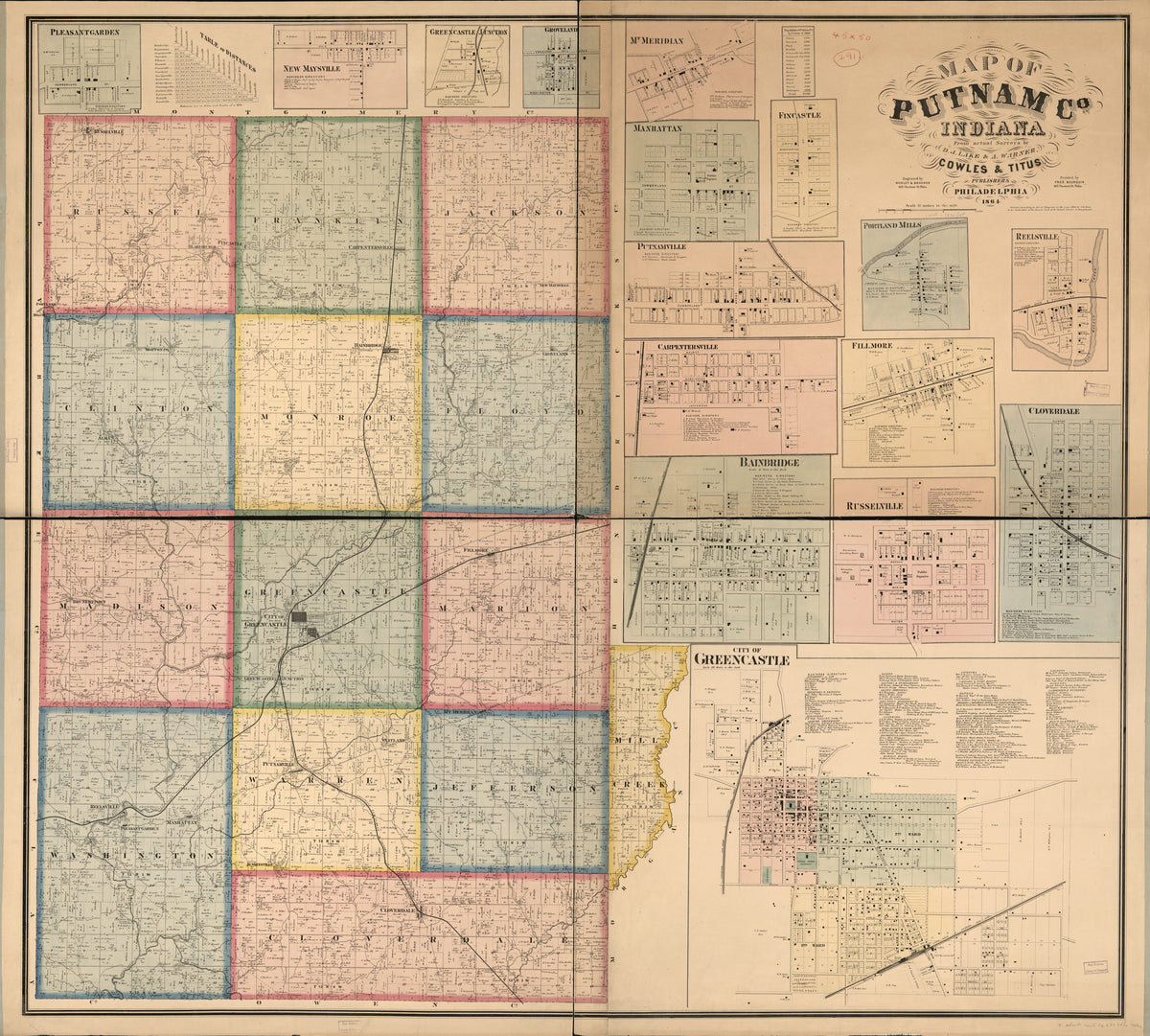 Map of Putnam Co., Indiana in 1864 by Relic Map Company