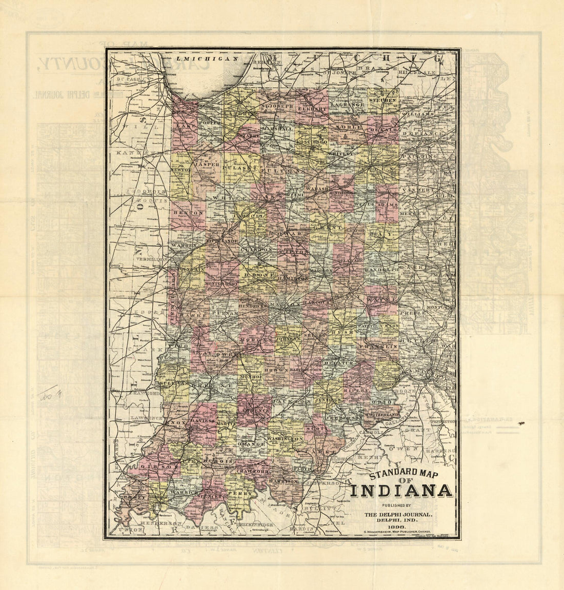 This old map of Map of Carroll County, Indiana from 1898 was created by Landis & Ricketts in 1898