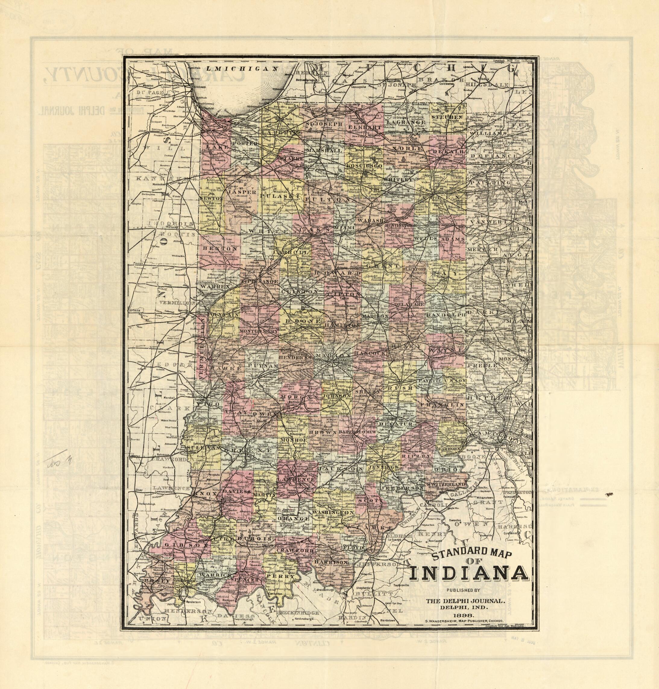 This old map of Map of Carroll County, Indiana from 1898 was created by Landis & Ricketts in 1898