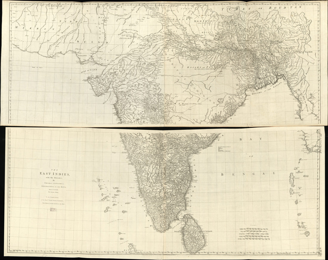 This old map of The East Indies With the Roads from 1768 was created by Thomas Jefferys, Thomas Kitchin in 1768