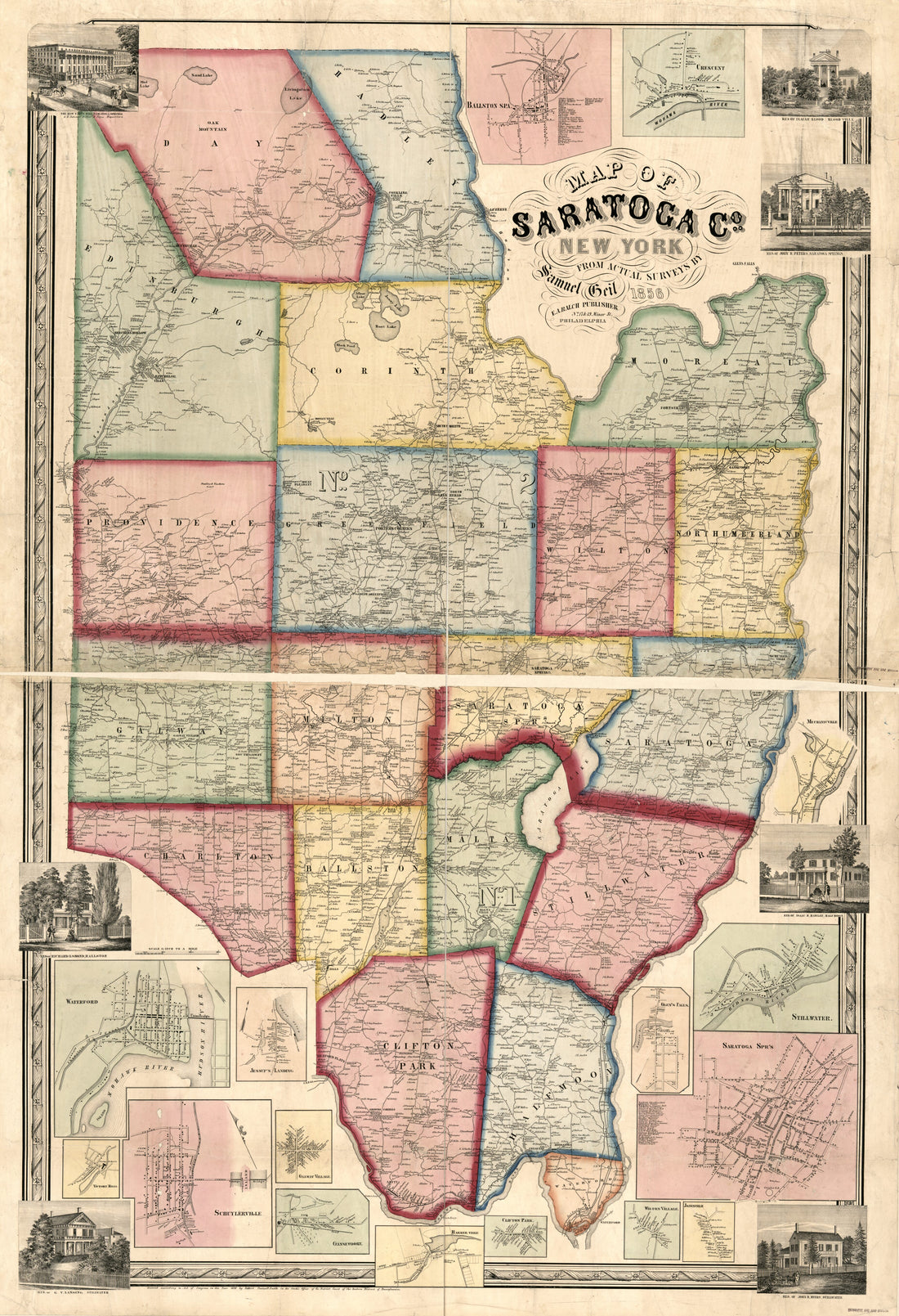 This old map of Map of Saratoga Co., New York : from Actual Surveys from 1856 was created by E. A. Balch, Samuel Geil, Robert Pearsall Smith in 1856