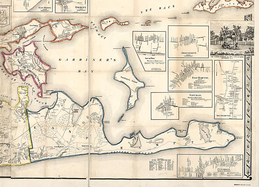 This old map of Map of Suffolk County, L.I., New York : from Actual Surveys from 1858 was created by J. Chace, John Douglass, Robert Pearsall Smith in 1858