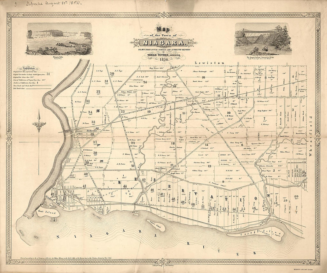 This old map of Map of the Town of Niagara from 1854 was created by W. Berggoetz & Co, Tobias Witmer in 1854