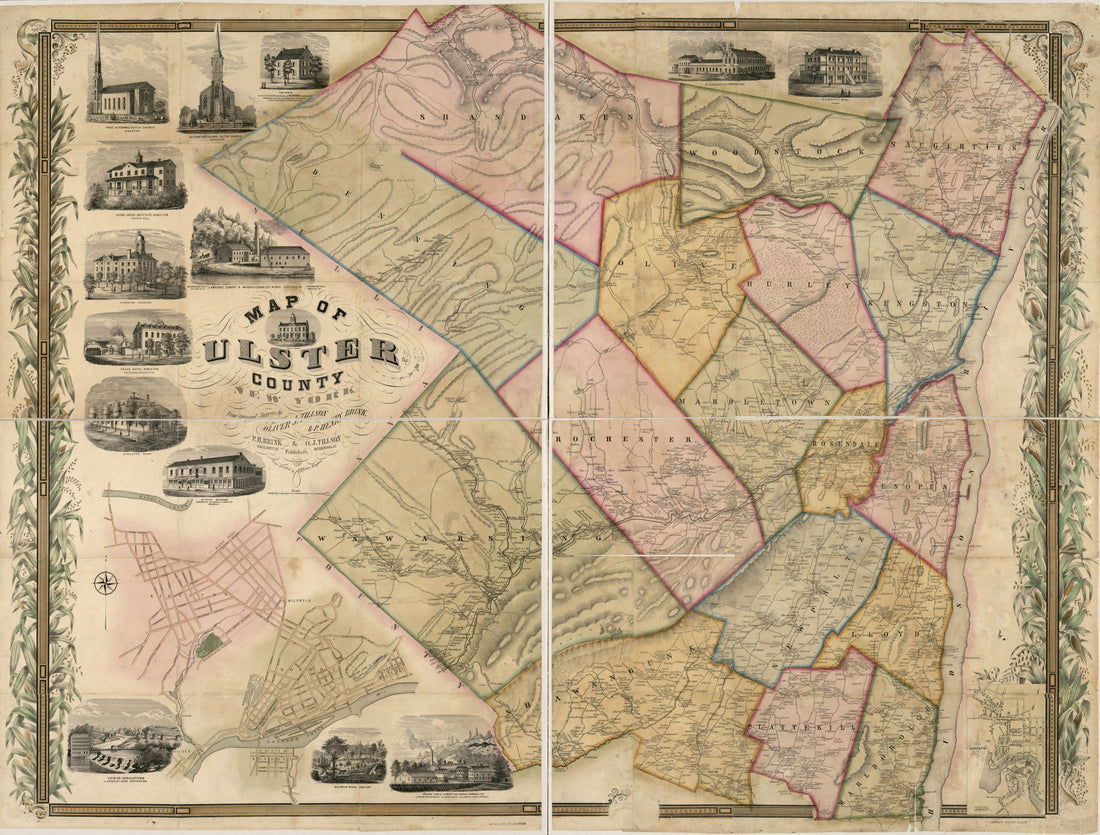 This old map of Map of Ulster County, New York : from Original Surveys from 1853 was created by P. Henry (Peter Henry) Brink, Edward Herline, Oliver J. Tillson in 1853