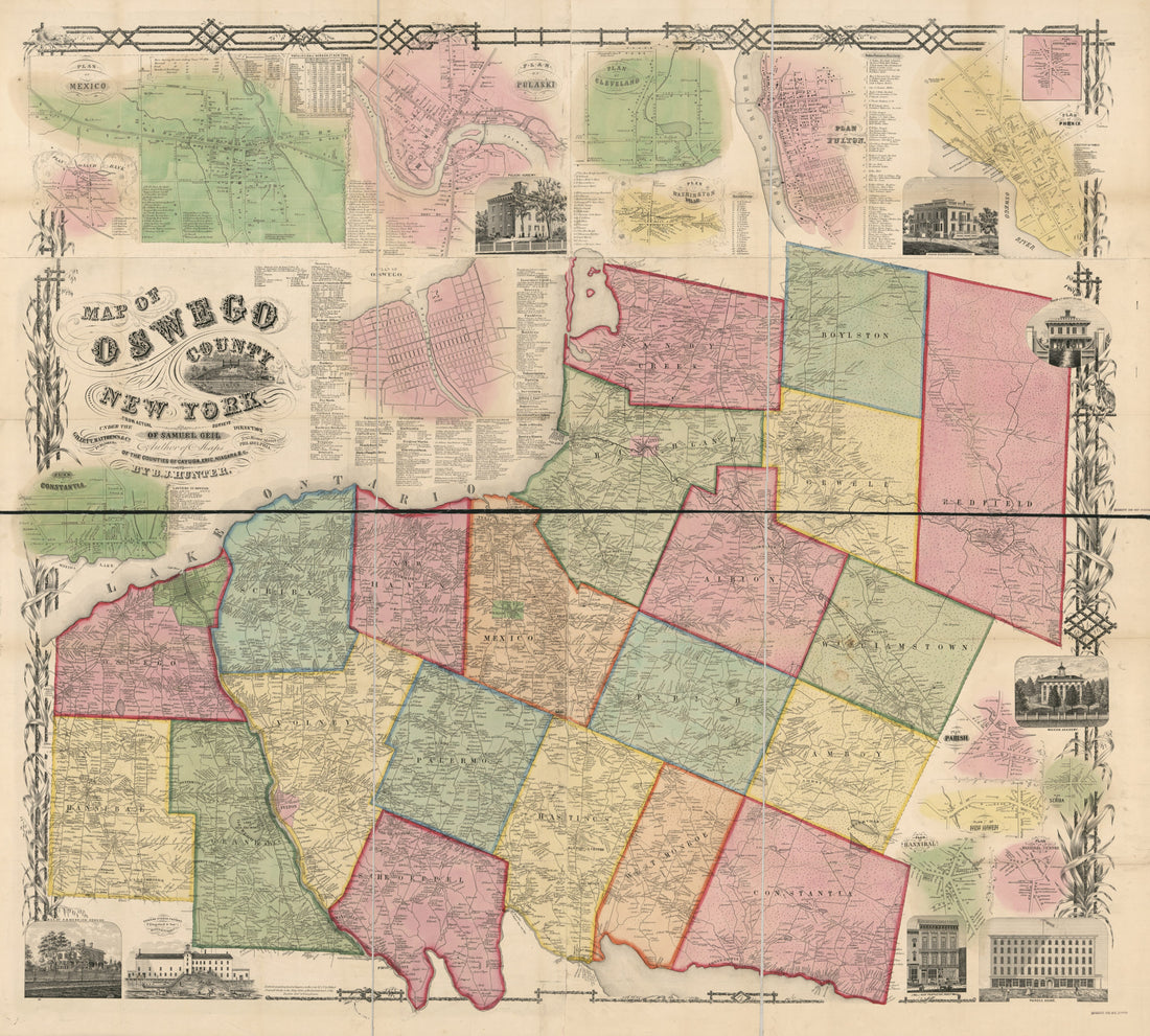 This old map of Map of Oswego County, New York : from Actual Surveys from 1854 was created by Samuel Geil, B. J. Hunter, Robert Pearsall Smith in 1854