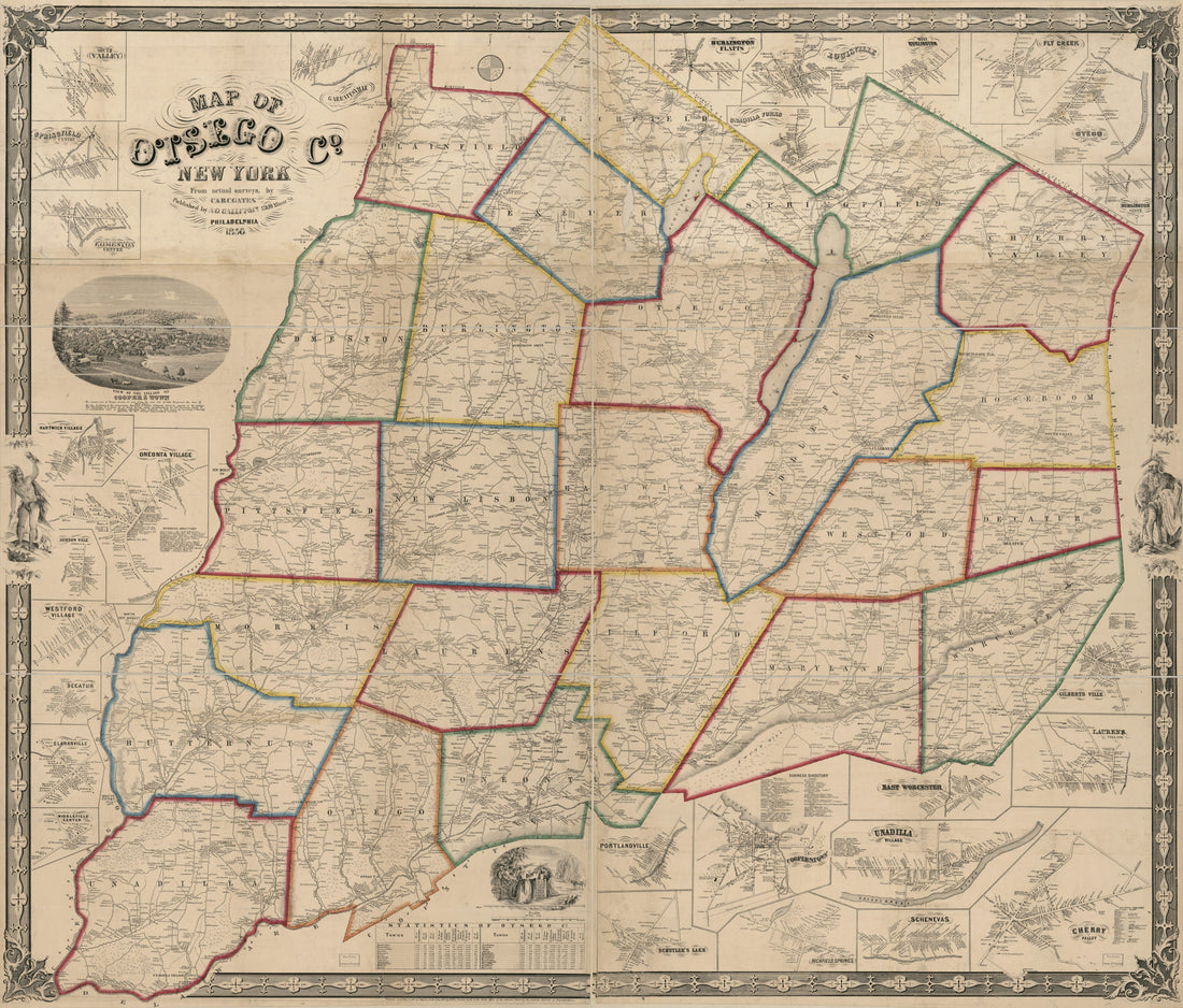 This old map of Map of Otsego Co. New York : from Actual Surveys from 1856 was created by A.O. Gallup & Co, B. C. Gates, C. Gates, Robert Pearsall Smith in 1856