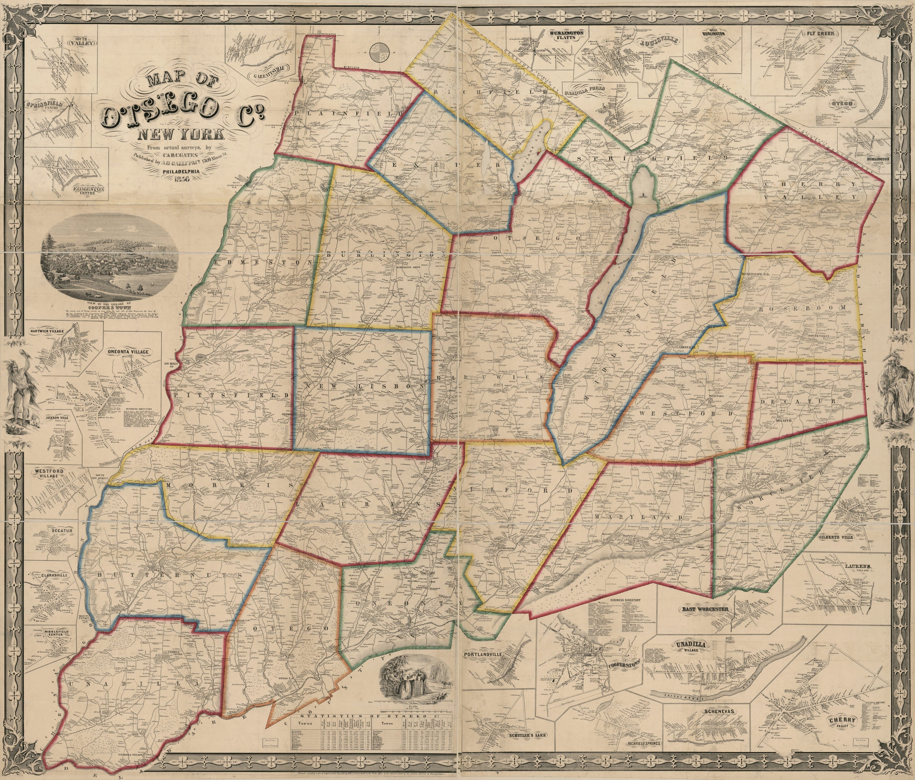 This old map of Map of Otsego Co. New York : from Actual Surveys from 1856 was created by A.O. Gallup & Co, B. C. Gates, C. Gates, Robert Pearsall Smith in 1856