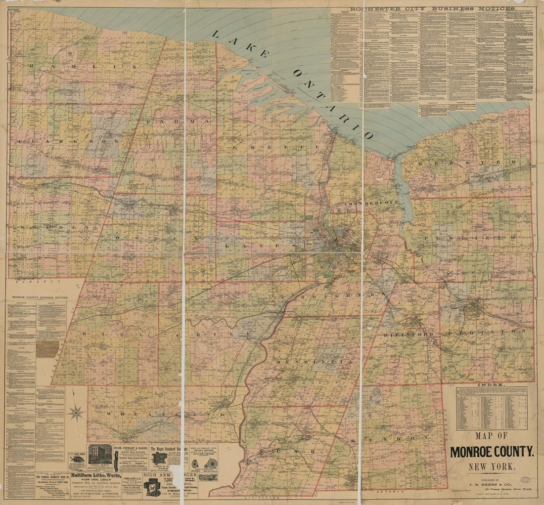 This old map of Map of Monroe County, New York from 1887 was created by J.B. Beers & Co in 1887