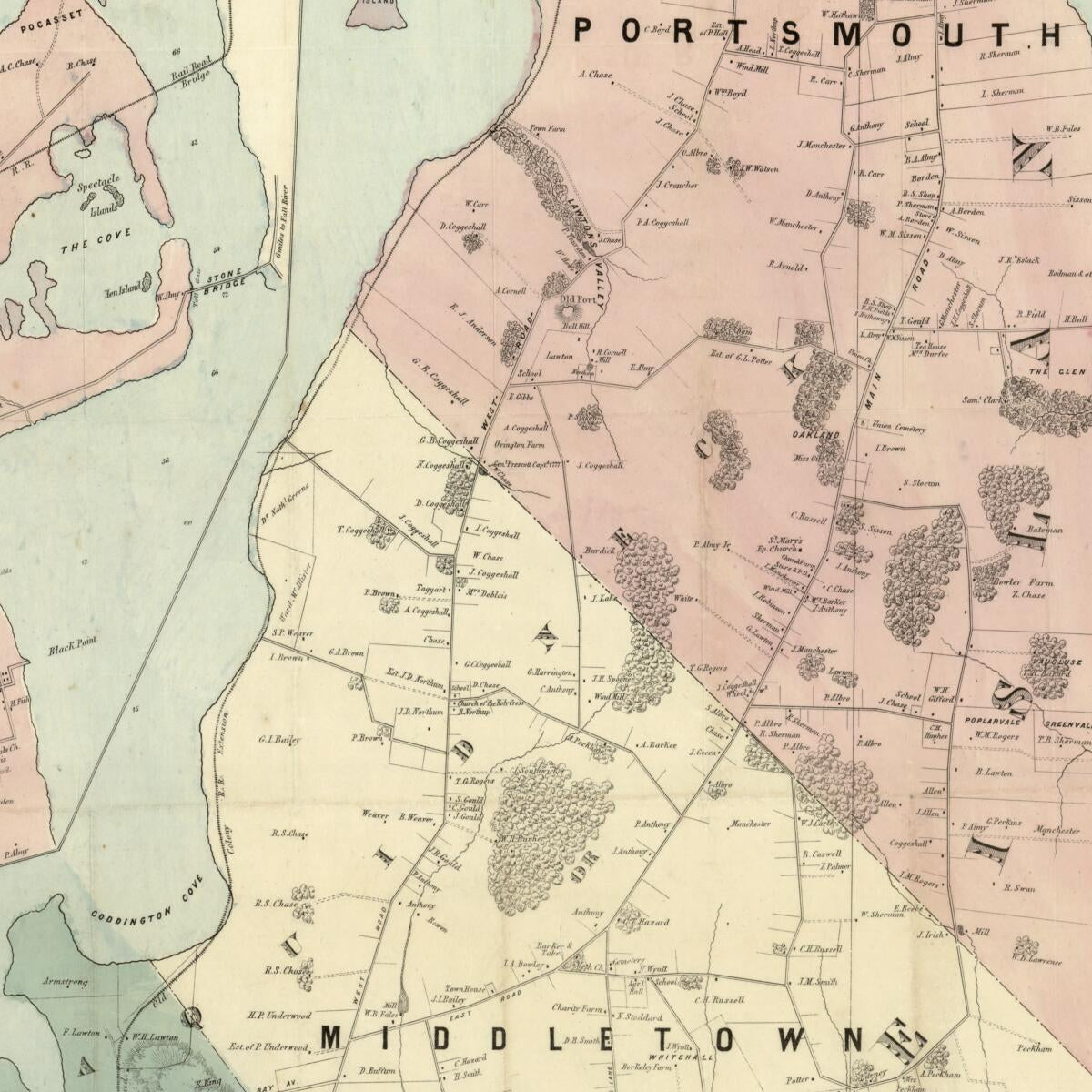 This old map of Map of Newport & Vicinity, Or Rhode Island. (Rhode Island) from 1870 was created by Adomiran Judson Ward in 1870