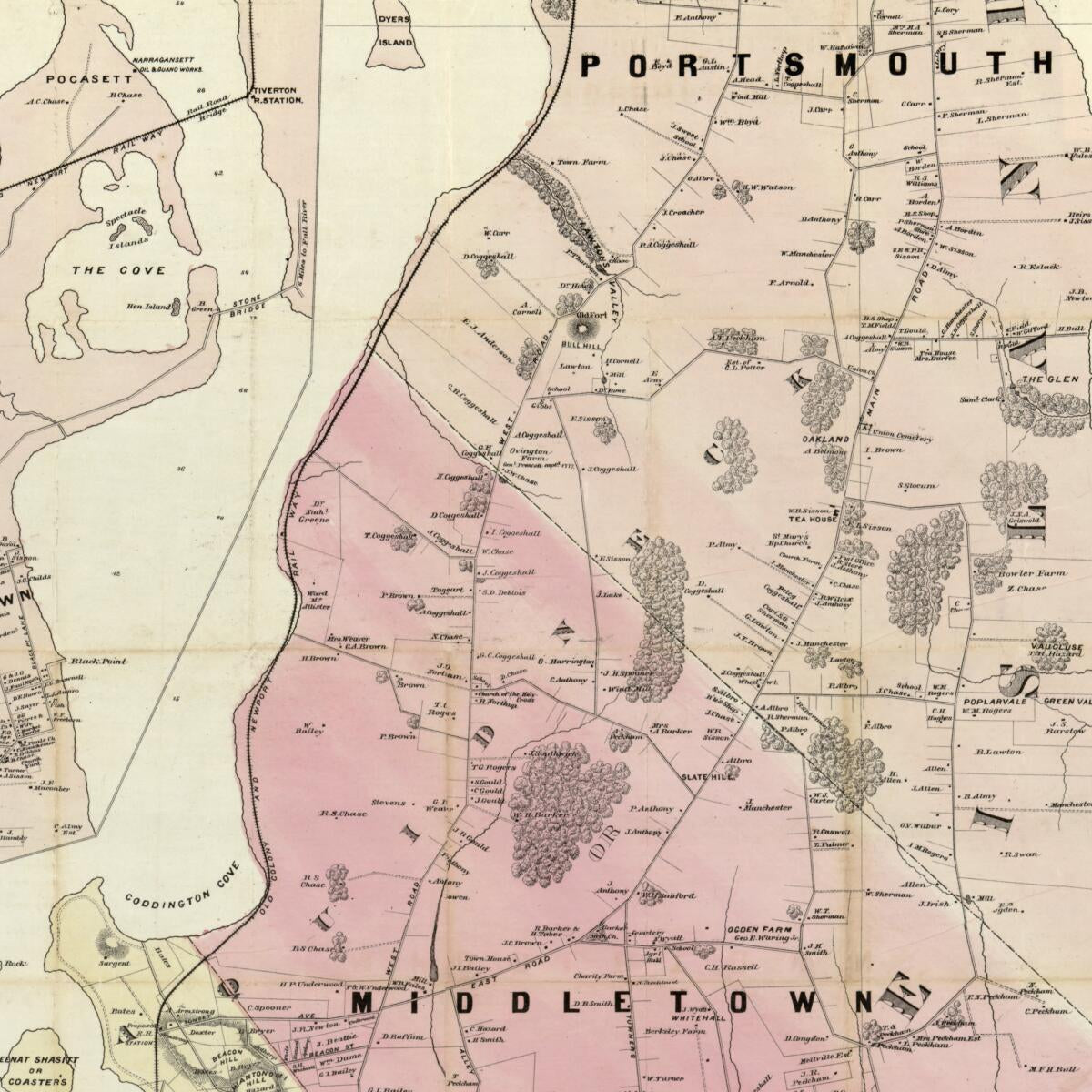 This old map of Map of Newport & Vicinity, Or Rhode Island. (Rhode Island) from 1870 was created by M. (Matthew) Dripps, Adomiran Judson Ward in 1870