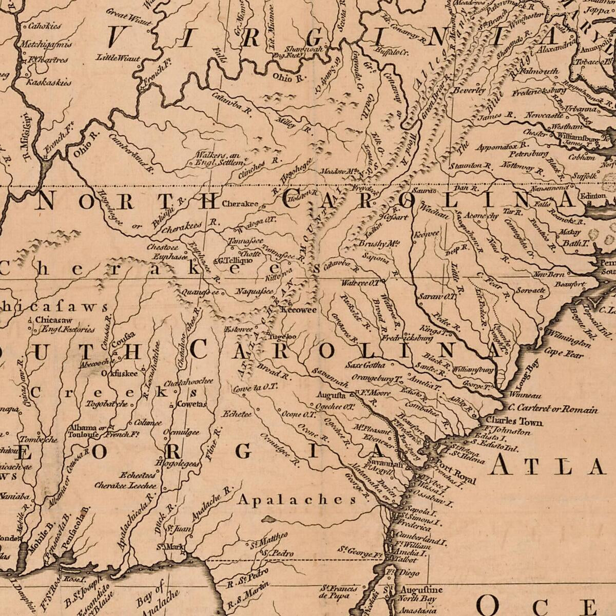 This old map of A Map of Virginia, North and South Carolina, Georgia, Maryland With Part of New Jersey &c from 1755 was created by R. (Robert) Baldwin in 1755
