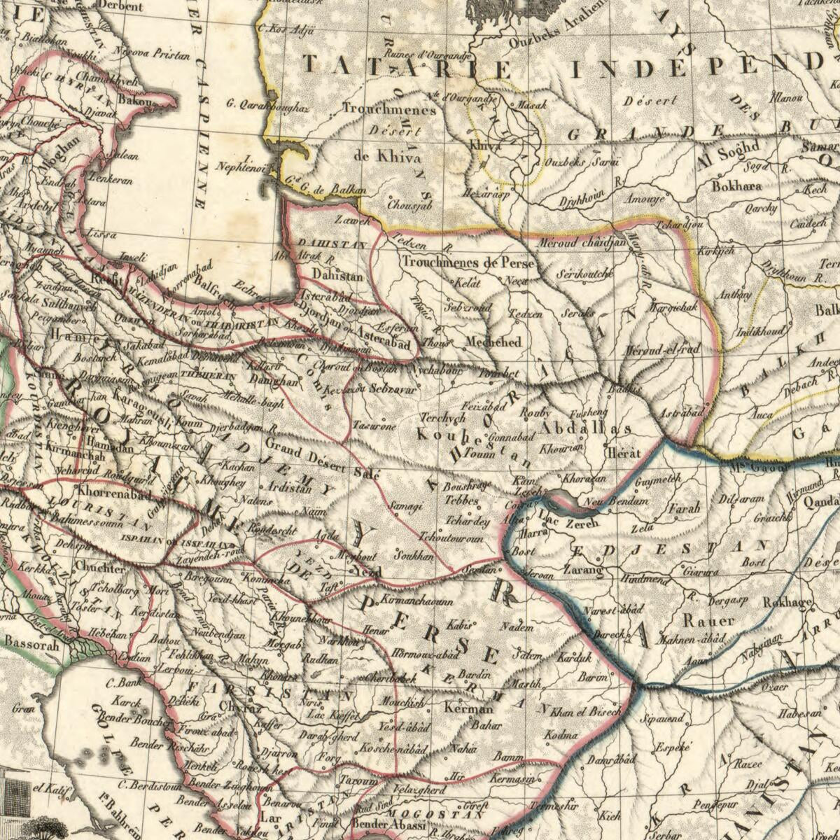 This old map of Perse from 1812 was created by Jean Baptiste Marie Chamouin, (Pierre) Lapie, Conrad Brun in 1812