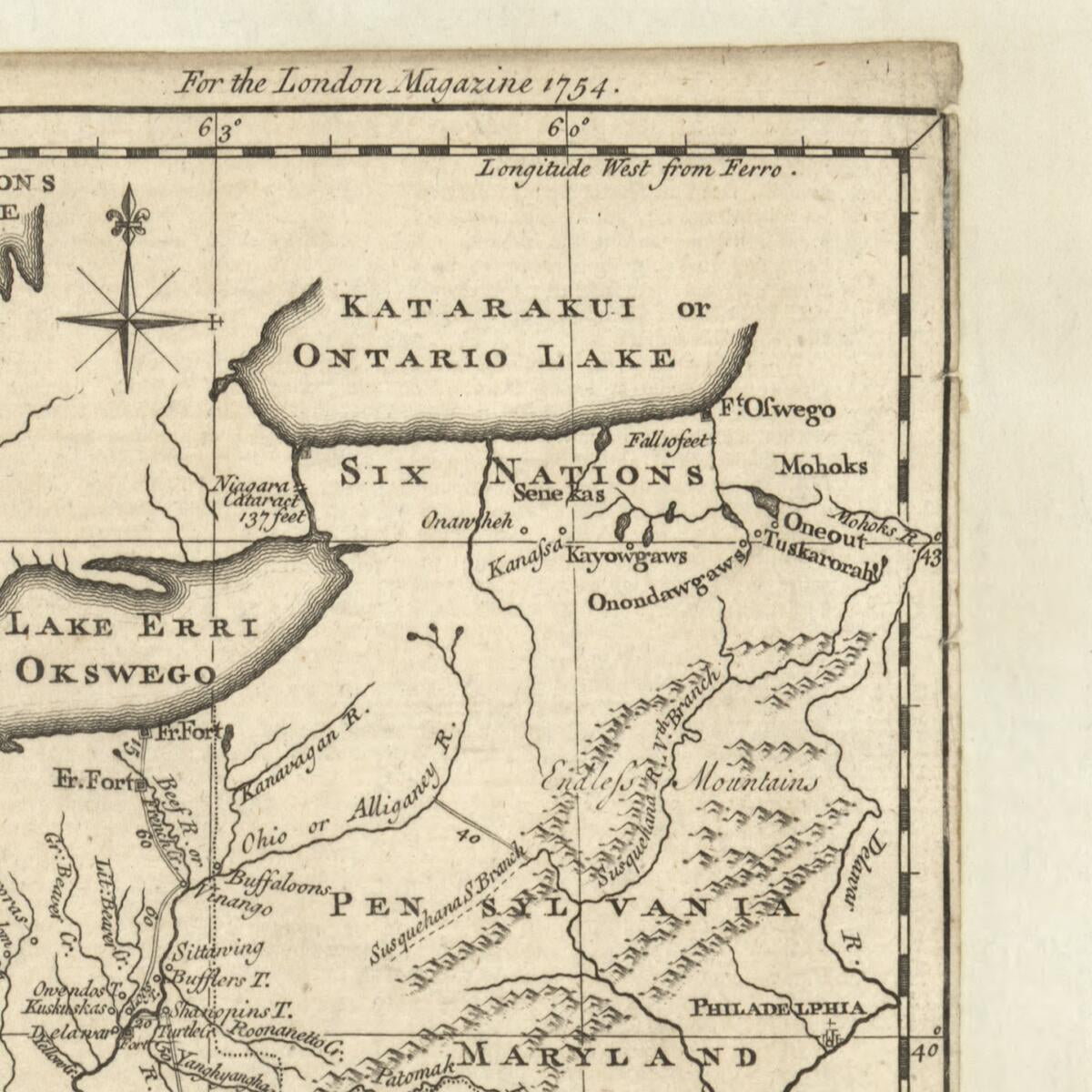 This old map of A Map of the Western Parts of the Colony of Virginia from 1754 was created by R. (Robert) Baldwin, J. (John) Gibson in 1754