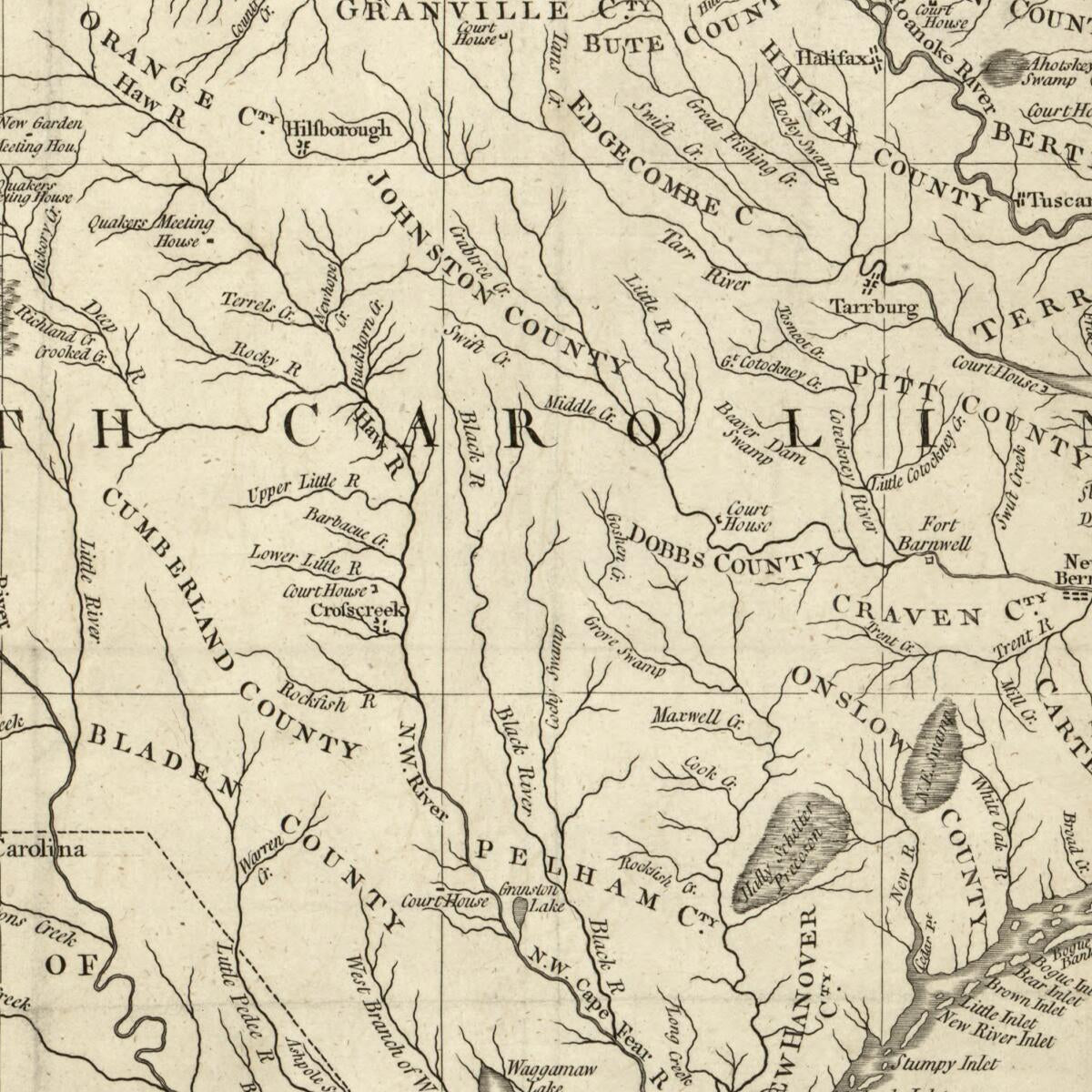 This old map of A New and Accurate Map of North Carolina In North America from 1779 was created by  in 1779