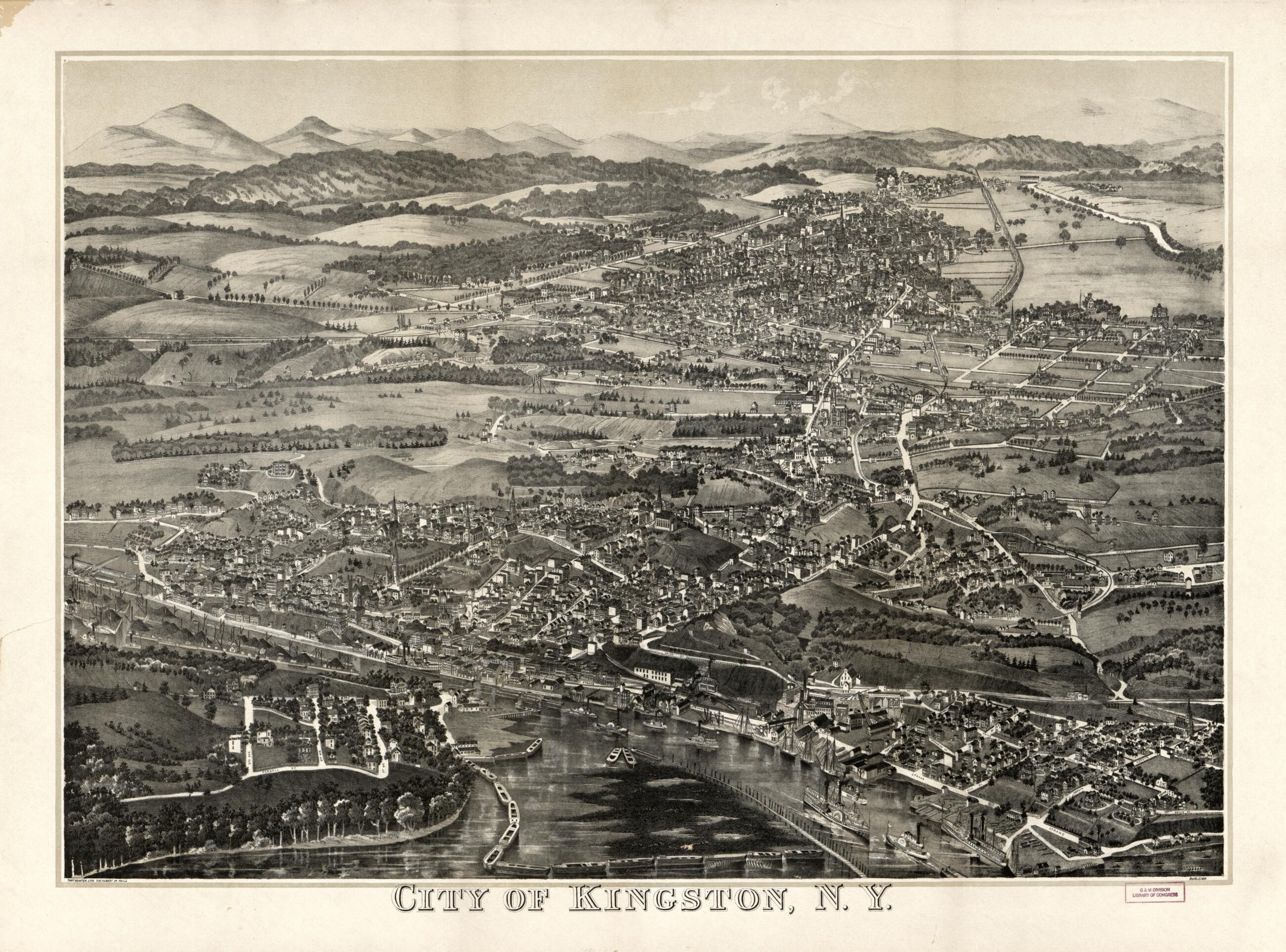 This old map of City of Kingston, New York from 1875 was created by Burleigh Litho, L. R. Burleigh, Thomas Hunter in 1875