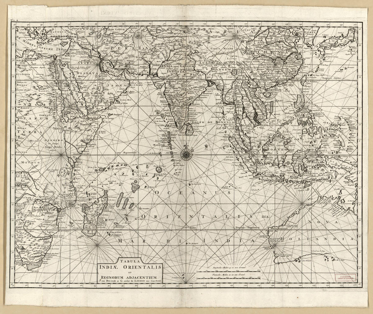 Tabula Indiae Orientalis Et Regnorum Adjacentium 1726 by Relic Map Company
