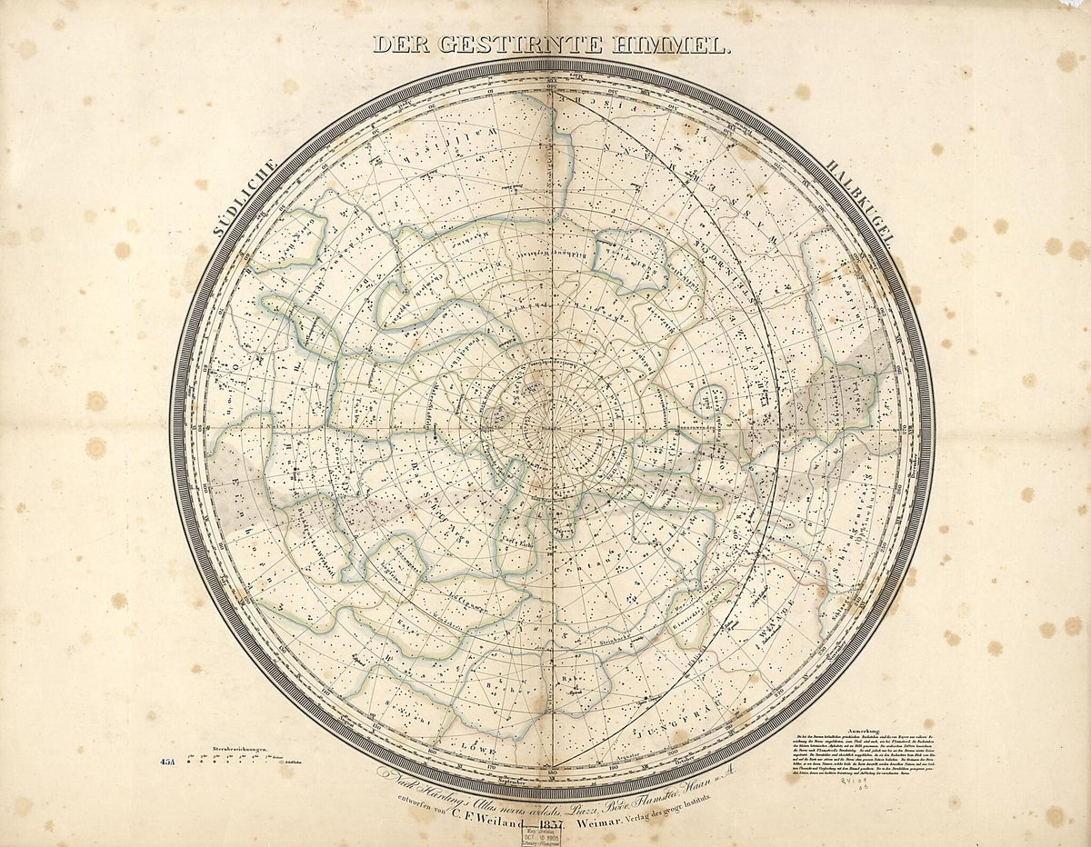 Der Gestirnte Himmel : Südliche Halbkugel (Südliche Halbkugel) 1837 by Relic Map Company
