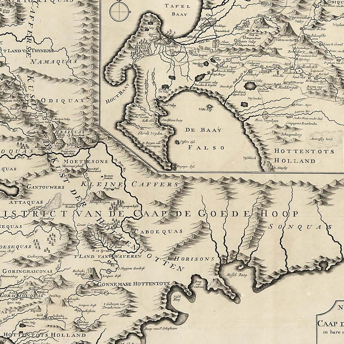This old map of Nieuwe Kaart Van Caap Der Goede Hoop : In Hare Rechte Jegenwoordige Staat from 1726 was created by J. Van Braam, G. Onder De Linden, François Valentijn in 1726