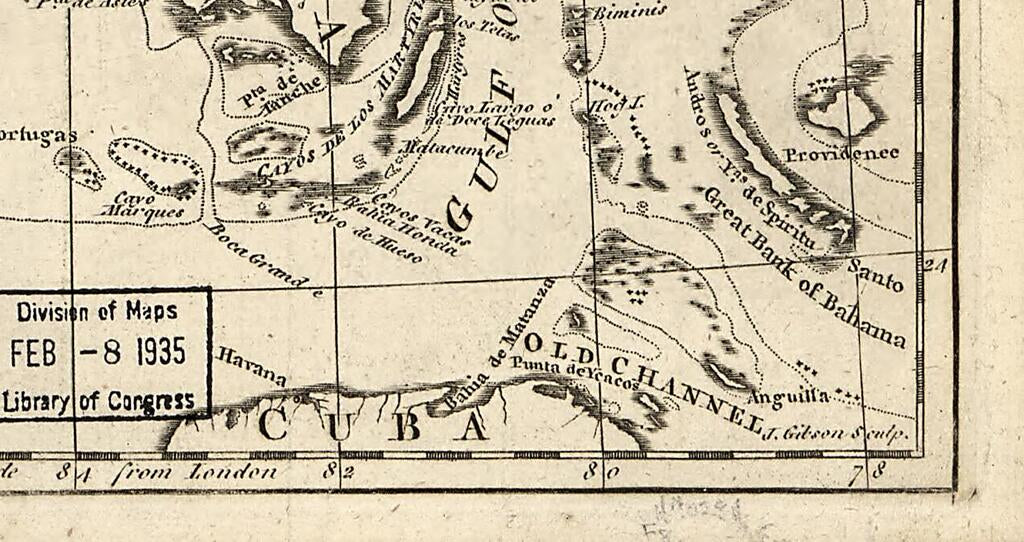 This old map of A Map of the New Governments of East & West Florida (Map of the New Governments of East and West Florida) from 1763 was created by J. (John) Gibson in 1763