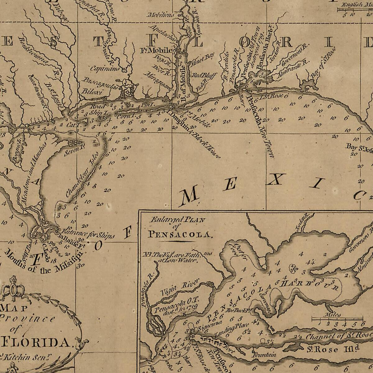 This old map of Map of the Province of West Florida from 1781 was created by Thomas Kitchin in 1781