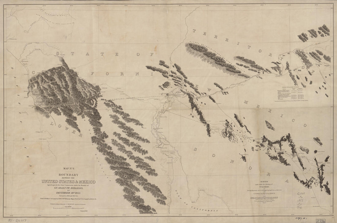This old map of Boundary Between the United States & Mexico (Boundary Between the United States and Mexico, Rio Bravo Del Norte Section of Boundary Between the United States & Mexico) from 1852 was created by William H. (William Hemsley) Emory, Selmar Si