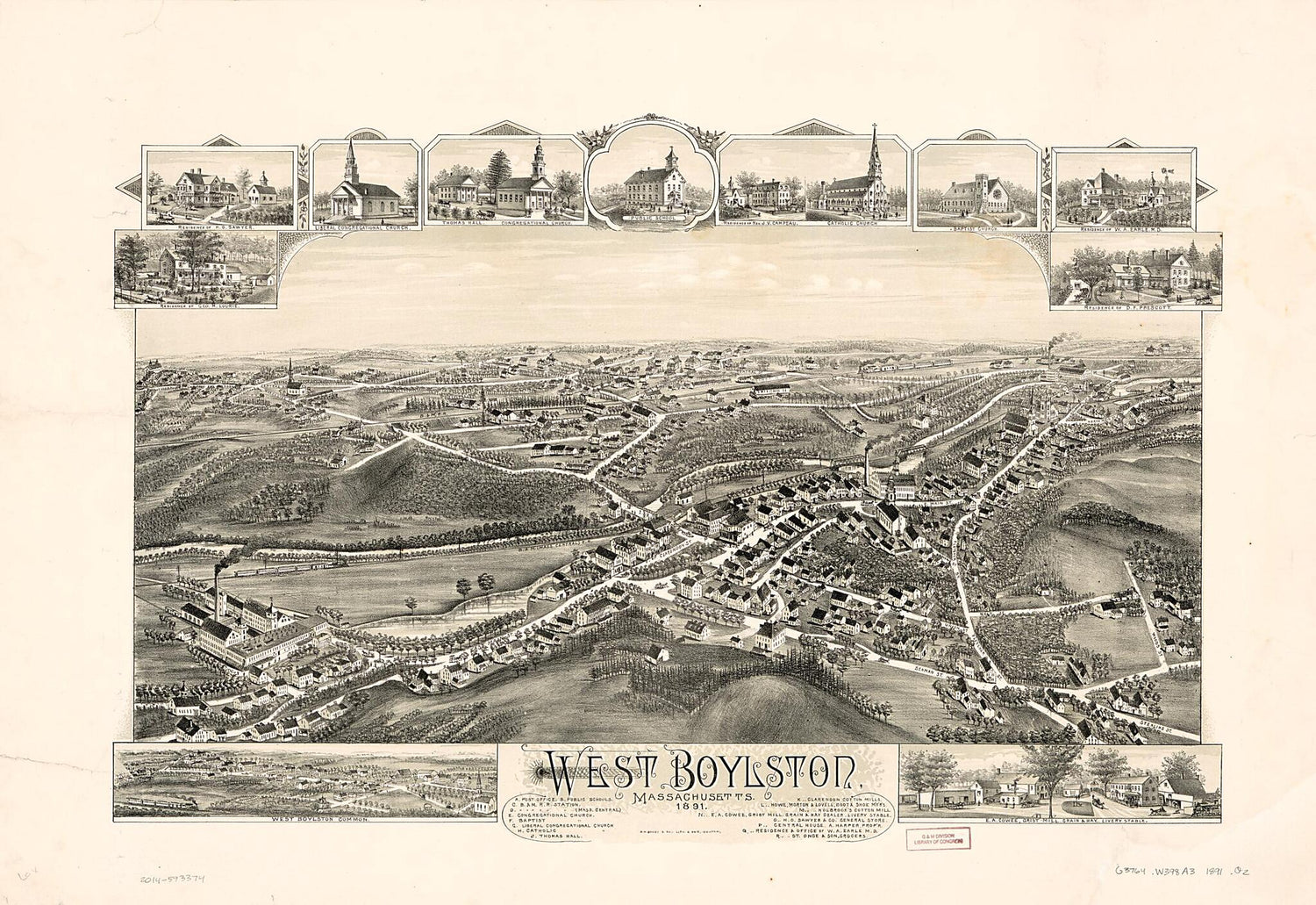 This old map of West Boylston Massachusetts from 1891 was created by  O.H. Bailey & Co in 1891