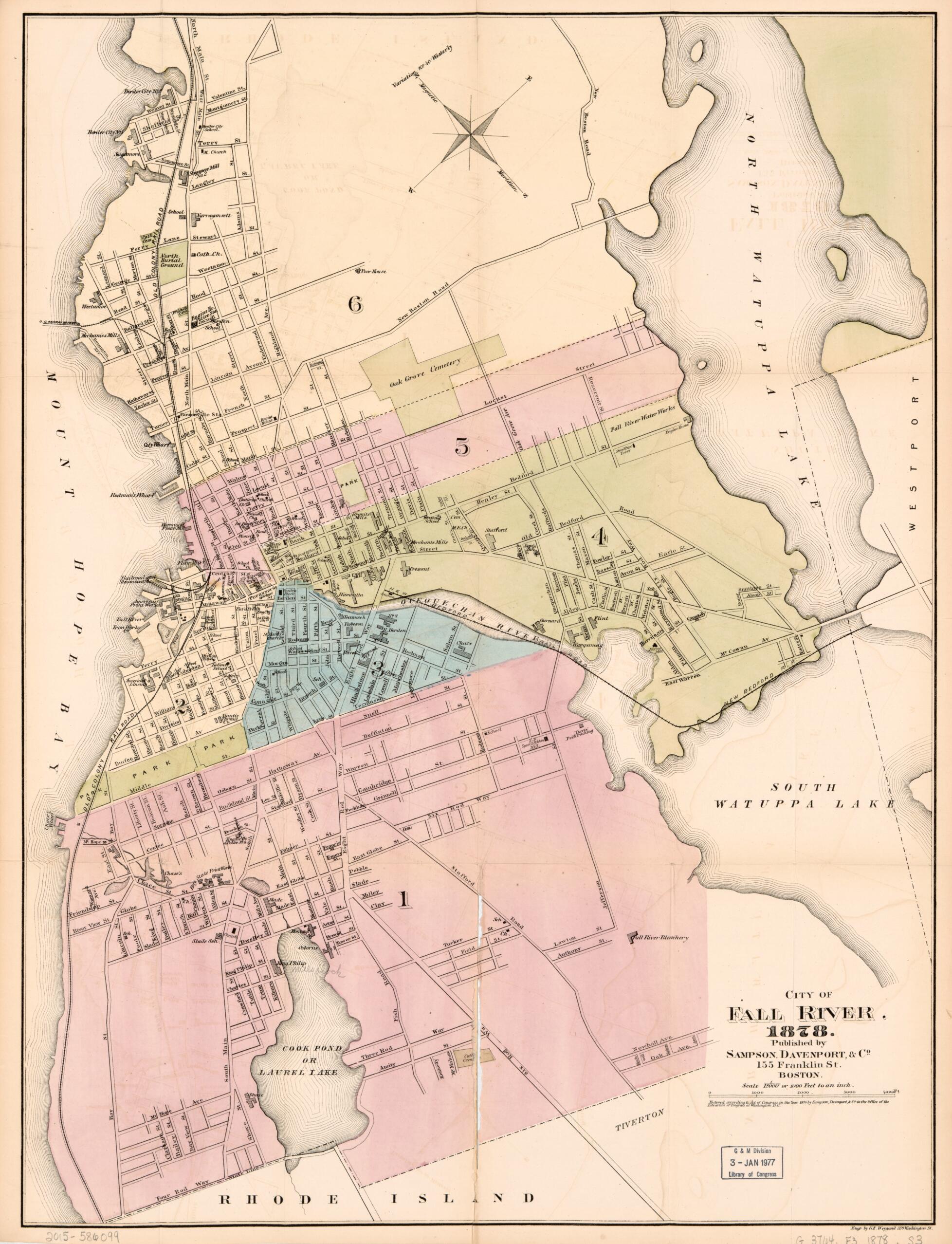 This old map of City of Fall River from 1878 was created by Davenport & Co Sampson in 1878
