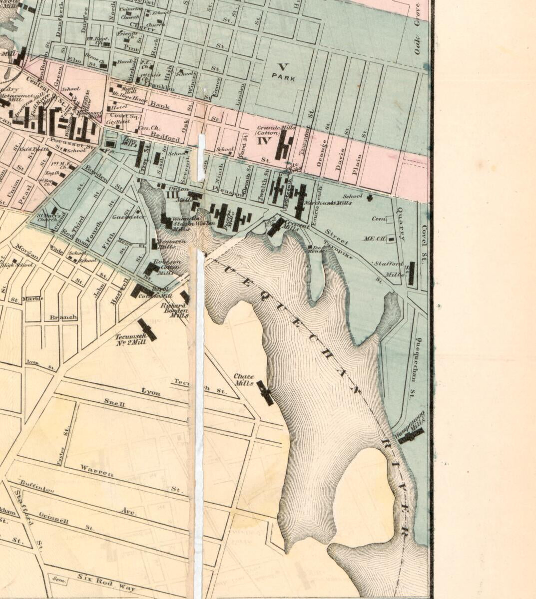 This old map of City of Fall River from 1874 was created by Davenport & Co Sampson in 1874