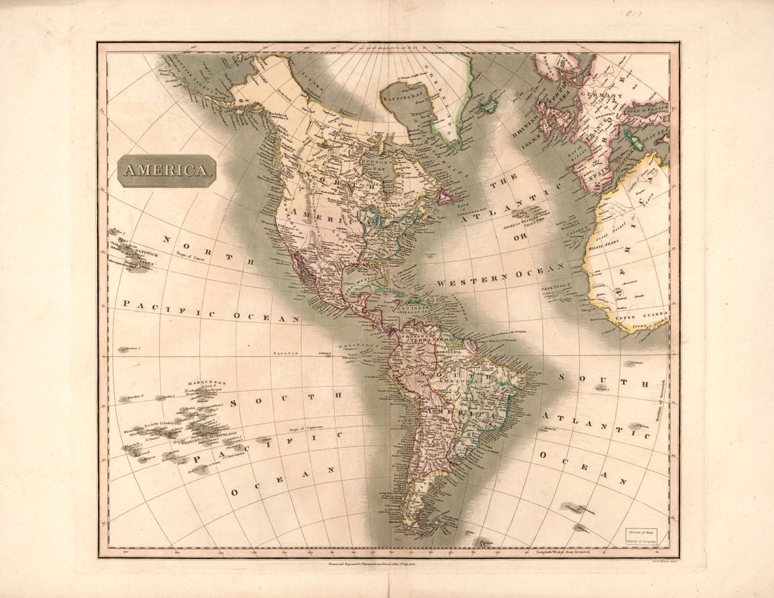 This old map of America from 1813 was created by J. & G. Menzies, John Thomson in 1813