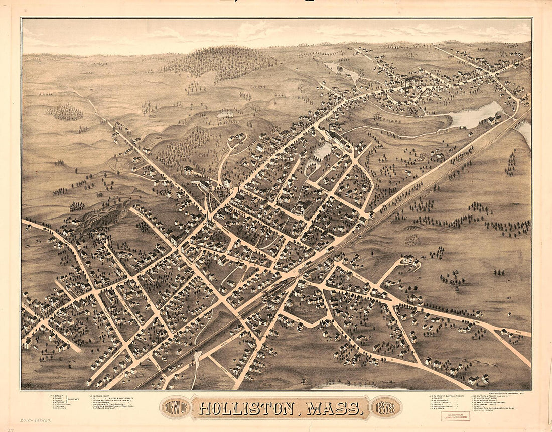 This old map of View of Holliston Massachusetts, from 1878 was created by D. Bremner Co in 1878