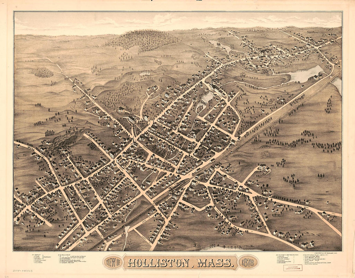 View of Holliston Massachusetts, 1878 by Relic Map Company