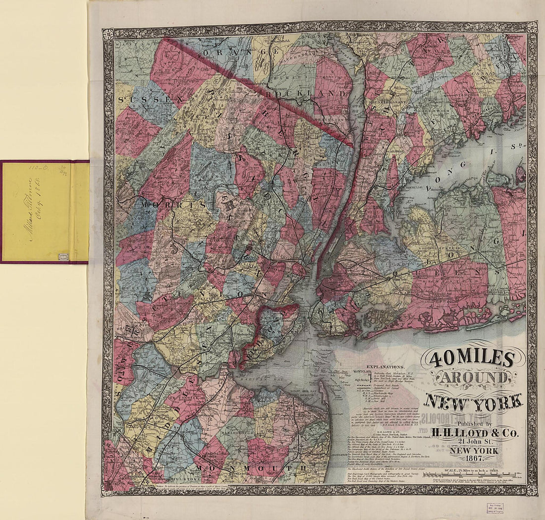This old map of 40 Miles Around New York (Forty Miles Around New York, H.H. Lloyd&