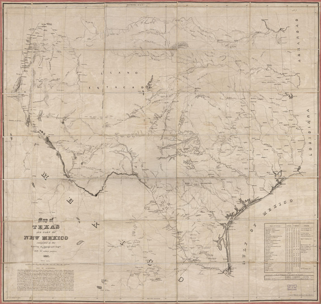 This old map of Map of Texas and Part of New Mexico from 1857 was created by Ritchie & Dunnavant, United States. Army. Corps of Topographical Engineers in 1857