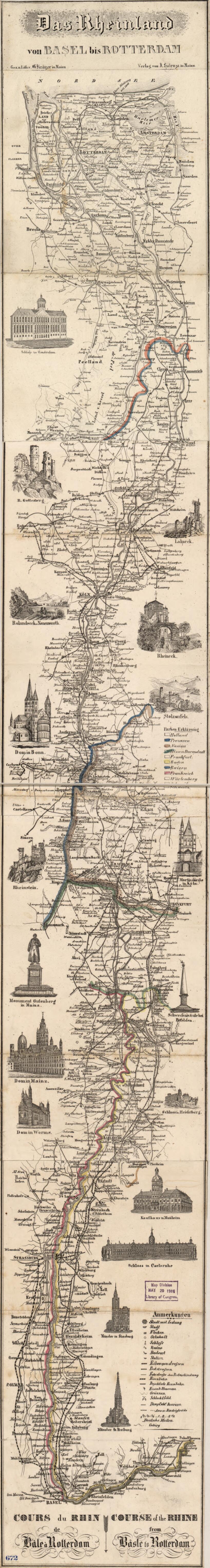 Das Rheinland Von Basel Bis Rotterdam : Nebst Denen Zunächstliegenden Städten, Strassen Und Eisenbahnen in 1860 by Relic Map Company