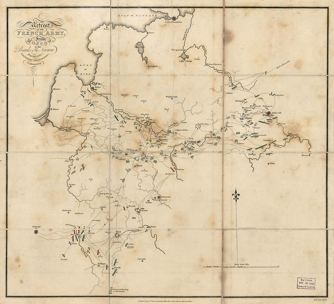 This old map of Retreat of the French Army from Moscow : to the Banks of the Neimen from 1813 was created by And Brown, Hurst, Longman, Samuel John Neele, Orme, Robert Ker Porter, Rees in 1813